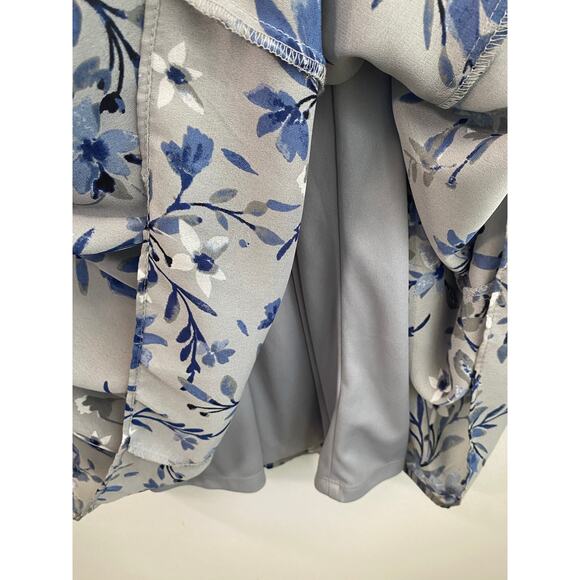 Coldwater Creek Grey and Blue Floral Maxi Dress Size 10 - Picture 7 of 8